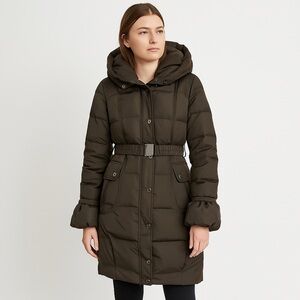 Rud by Rudsak Puffer Winter Coat Belted Dark Olive Green Size S Down Feather